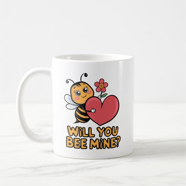 Mug Mignonne Bee Valentine - "Serez-Vous À Moi ?" (Gauche)