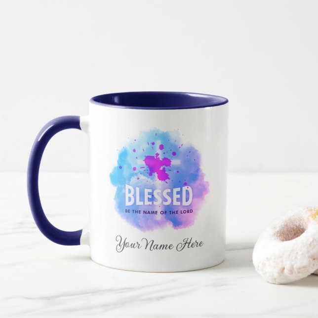 Mug Mignonne Béni Soit Le Nom du Seigneur chrétien (Avec donut)