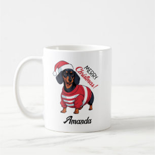 Mug Mignonne Black Joyeux Chien Wiener de Noël
