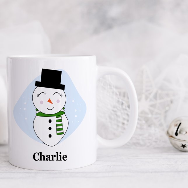 Mug Mignonne bonhomme de neige avec écaille verte Musi (Créateur téléchargé)