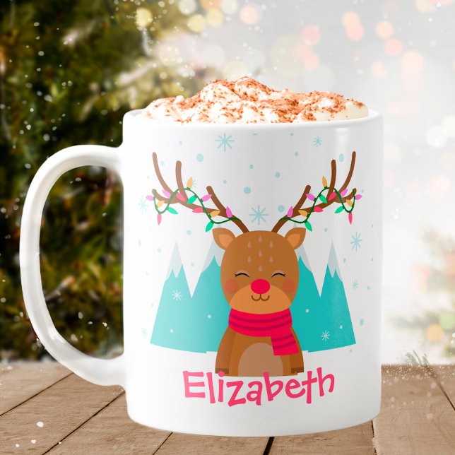 Mug Mignonne bouge de Noël Reindeer pour les enfants (Personalized Christmas Mug)