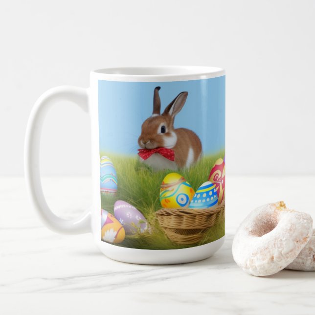 Mug Mignonne Bunnyfor Pâques pour une humeur positive (Avec donut)