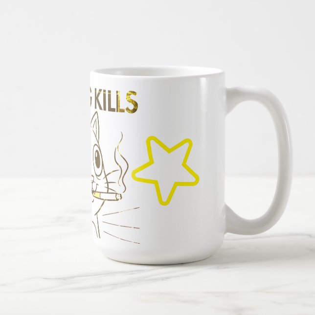 Mug Mignonne Chat - Fumer tue Drôle Conception Anti-Fu (Droite)