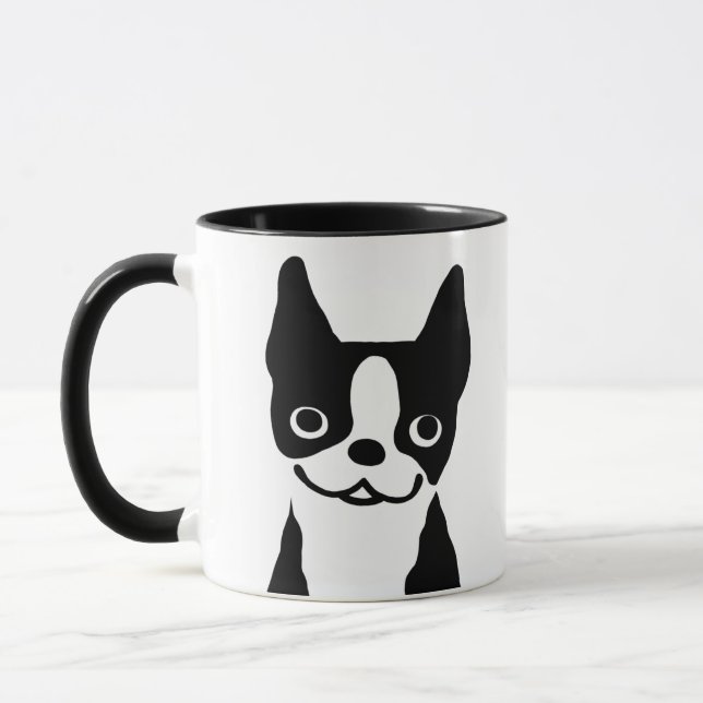 Mug Mignonne Chien caricature de Boston Terrier noir e (Gauche)