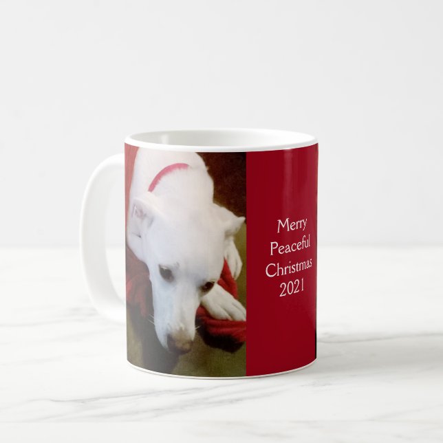 Mug Mignonne Chien Chien Chien Blanc Neige Rouge Noël (Devant gauche)