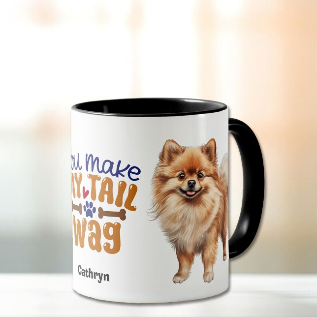 Mug Mignonne Chien Poméranien Vous Faites Ma Queue (Créateur téléchargé)