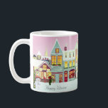Mug Mignonne Christmas Town & Snowman sur Rose Gold<br><div class="desc">Mignonne ville de Noël,  bonhomme de neige et de belles maisons sur arrière - plan d'or rose Mug. Le texte peut être personnalisé.</div>