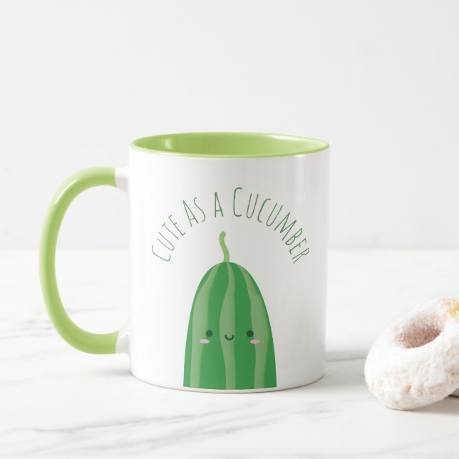 Mug Mignonne comme un concombre amusant Kawaii Cutecum (Avec donut)