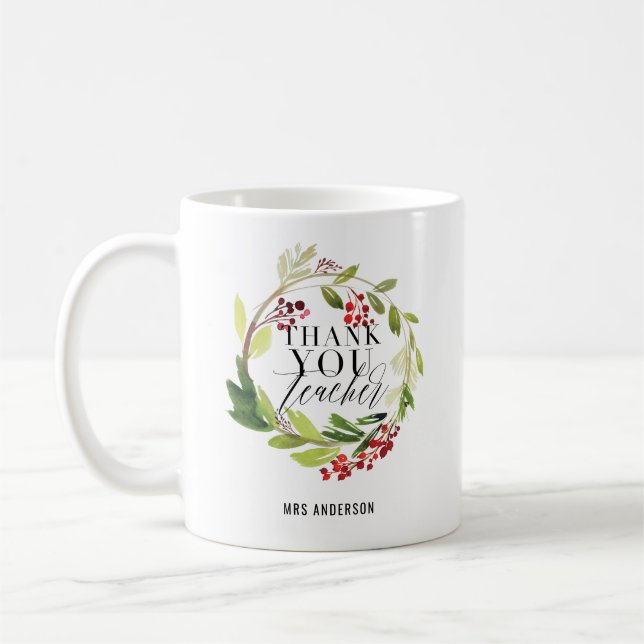 Mug mignonne couronnes florales professeur élégant (Gauche)