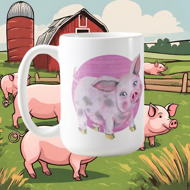 Mug mignonne dame de porc fou ajouter du texte (Créateur téléchargé)