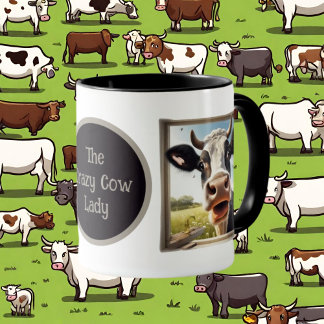 Mug mignonne dame de vache folle ajouter du texte