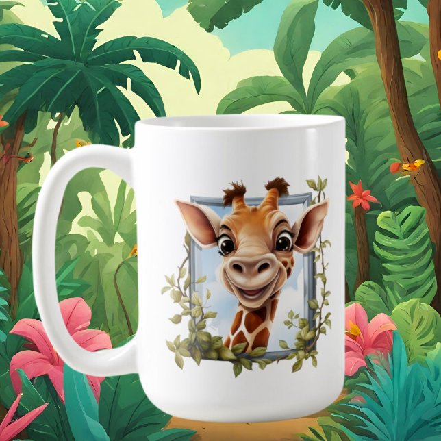 Mug Mignonne dame girafe folle ajouter du texte (Créateur téléchargé)