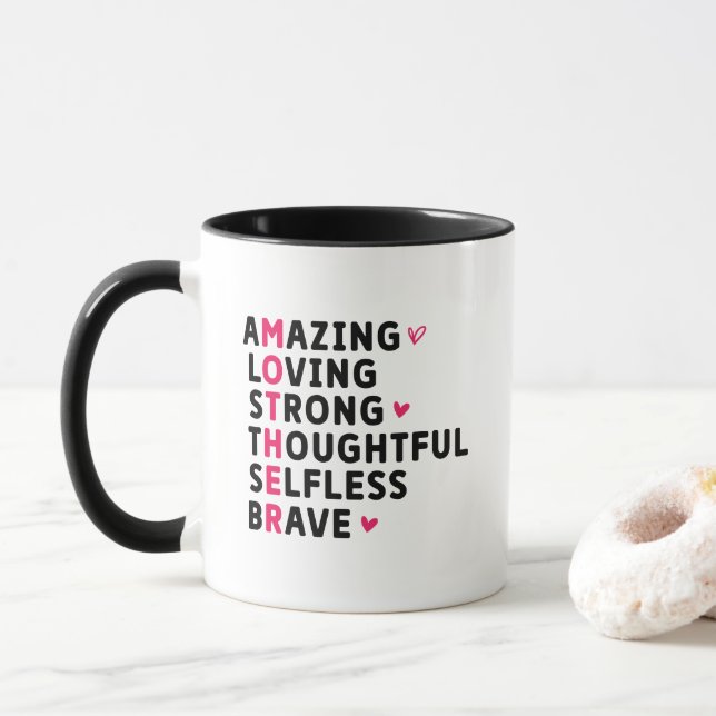 Mug Mignonne définition de mère en art de mots (Avec donut)