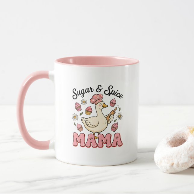 Mug Mignonne épice de sucre oie Maman (Avec donut)