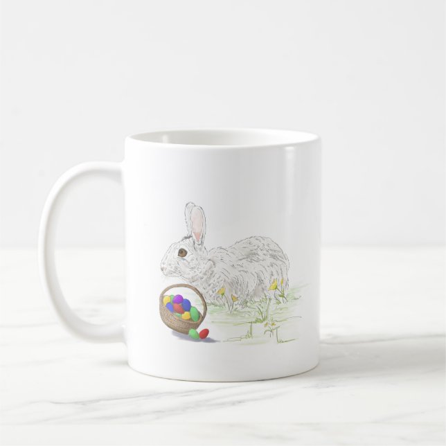 Mug Mignonne et classique lapin de Pâques avec oeufs (Gauche)