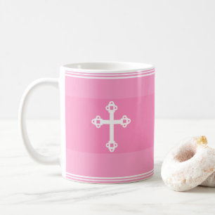 Mug Mignonne et simple foi chrétienne croisée rose