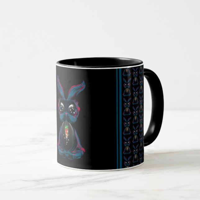 Mug Mignonne Eyes Rabbit en Yoga Pose Méditation (Devant droit)