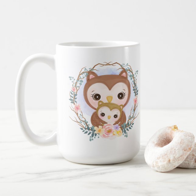 Mug mignonne faire-part de grossesse de la chouette ma (Avec donut)