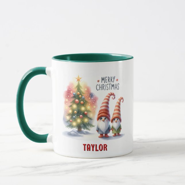 Mug Mignonne Festif Personnalisé Joyeux Noël Gnome (Gauche)