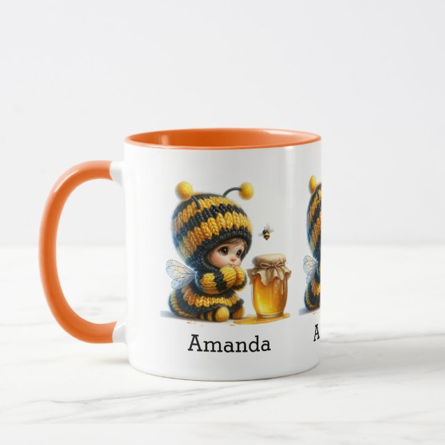 Mug Mignonne fille en costume d'abeille avec miel (Gauche)