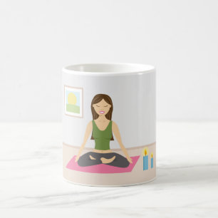 Mug Mignonne Fille Faisant Du Yoga Dans Une Jolie Sall