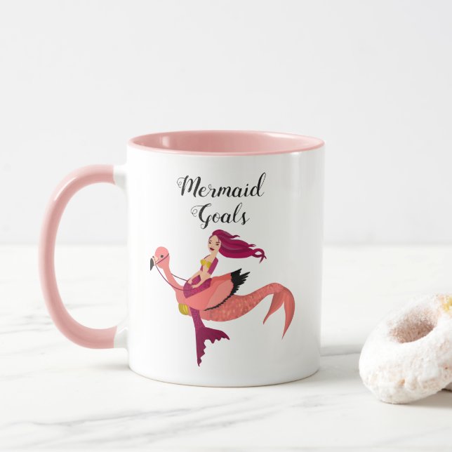 Mug Mignonne fille mauve sirène & Mermingo rose (Avec donut)