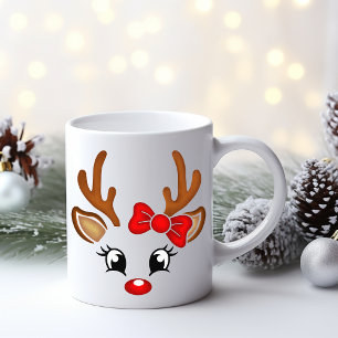 Mug Mignonne fille Reindeer visage