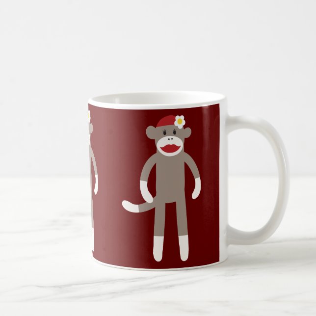 Mug Mignonne fille Sock Singe sur rouge (Droite)