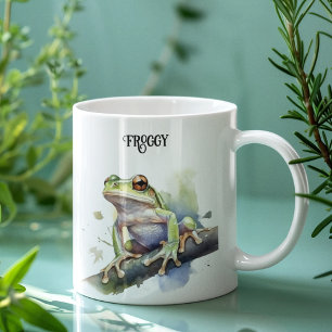 Mug mignonne grenouille d'arbre assise sur une branche