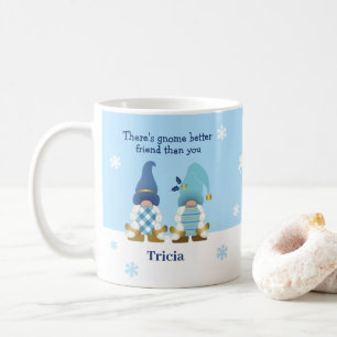 Mug Mignonne Il y a Gnome Meilleur Ami Bleu Or Blanc