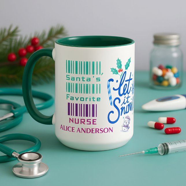 Mug Mignonne infirmière cadeau de Noël Nom personnalis (Créateur téléchargé)