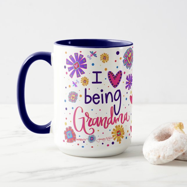 Mug Mignonne J'Aime Être Grand-Mère Inspirivity Café M (Avec donut)