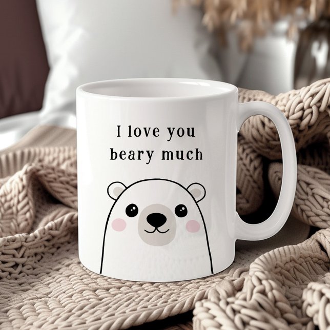 Mug Mignonne Je t'aime baiser beaucoup d'ours polaire (Cute I love you beary much polar bear Coffee Mug)