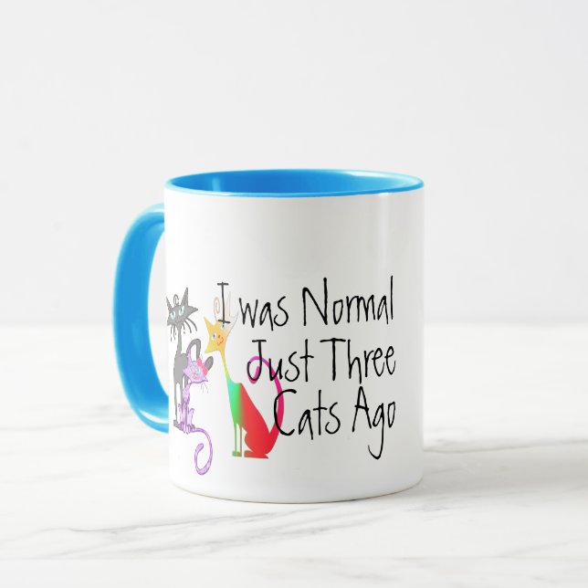 Mug Mignonne 'J'Étais Normal Il Y A Trois Chats' - Cad (Devant gauche)