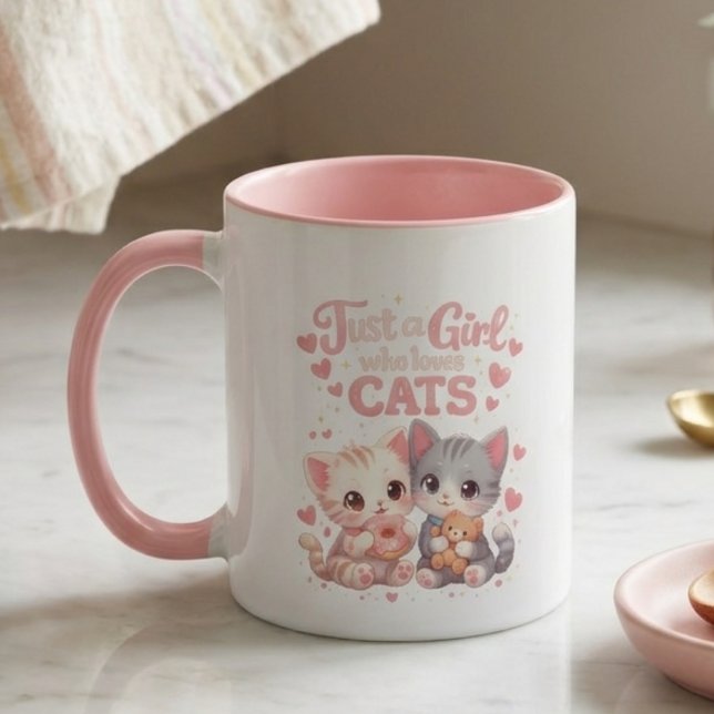 Mug Mignonne Juste une fille qui aime les chats Café m (Créateur téléchargé)