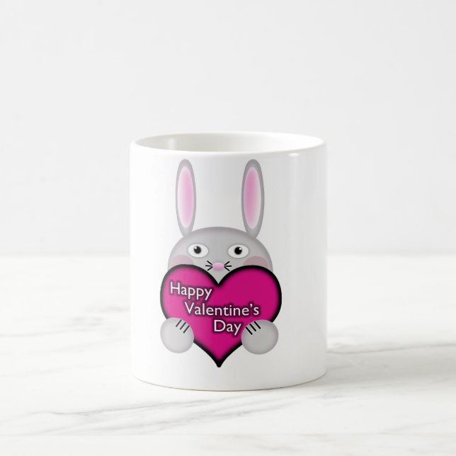Mug Mignonne lapin avec Valentines Rose Coeur de la jo (Centre)