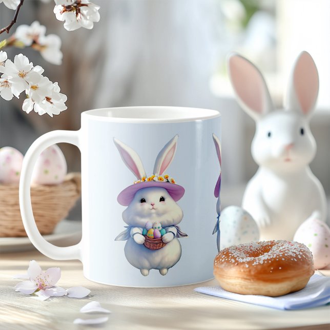 Mug Mignonne lapin de Pâques 01 (adorable mug with a fluffy white easter bunny)