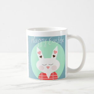 Mug Mignonne lapin de Pâques blanc aux coeurs roses