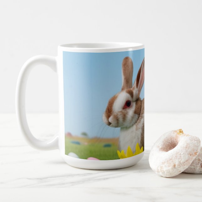 Mug Mignonne lapin de Pâques pour une humeur positive (Avec donut)