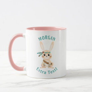 Mug Mignonne Lapin Indien, Personnaliser Nom & Message