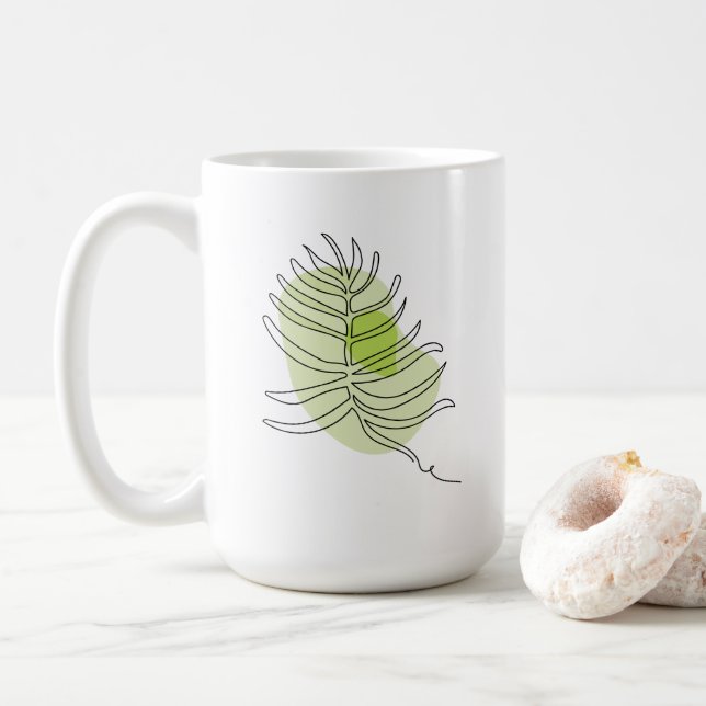 Mug Mignonne ligne art tropical isolé feuillage vert (Avec donut)