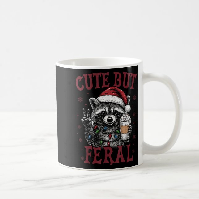 Mug Mignonne mais feral Funny Raccoon Père Noël Match  (Droite)