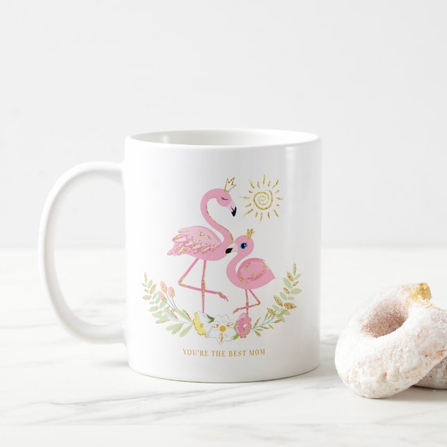 Mug Mignonne mère et fille Flamant rose Parties scinti (Avec donut)