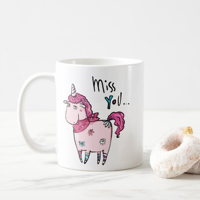 Mug mignonne miss vous licorne amour coeur valantines  (Avec donut)