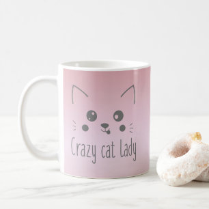 Mug Mignonne Monogramme Fou Chat Lady Blush Pink