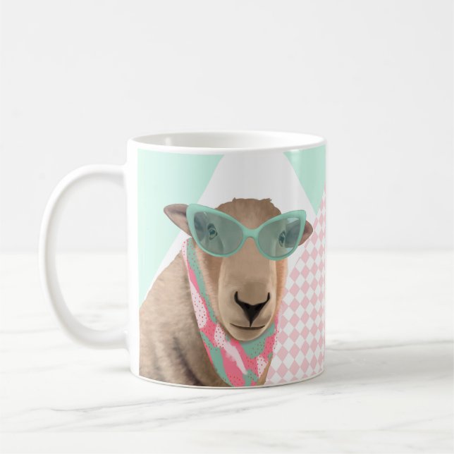 Mug Mignonne Mouton Avec Lunettes (Gauche)
