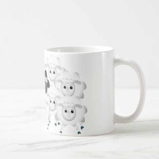 Mug Mignonne mouton noir de la famille (Droite)