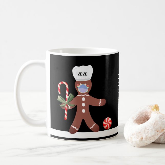 Mug Mignonne Noël 2020 Gingerbread Homme dans le visag (Avec donut)