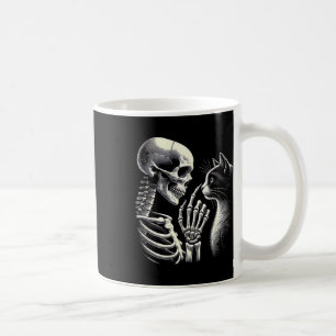 Mug Mignonne Noir Chat Nez Squelette Main Drôle Hallow