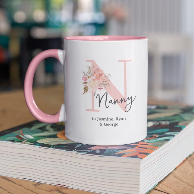Mug Mignonne nounou initiale florale (Créateur téléchargé)